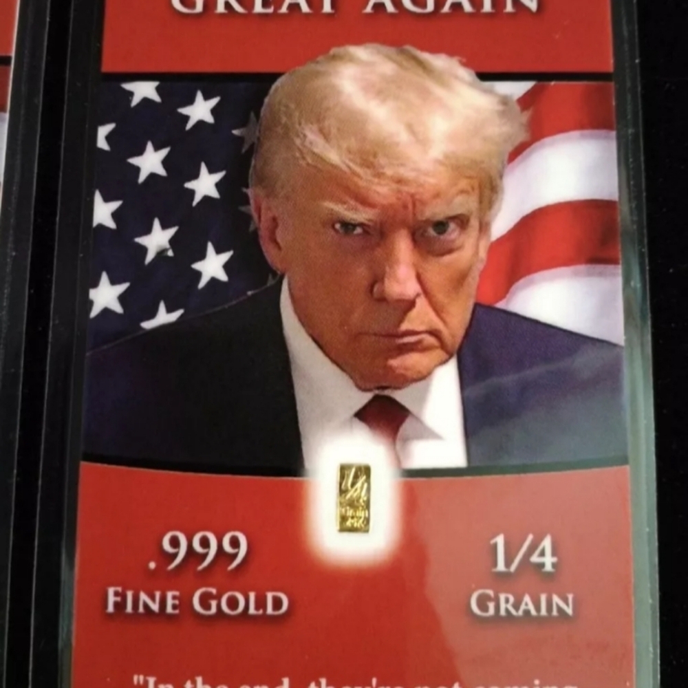 2x President Donald Trump Mugshot MAGA 999 Pure Gold Bar Collector Cards